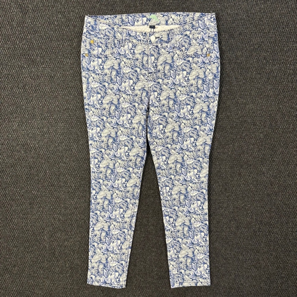 Tommy Bahama Denim Ankle Pants Womens 10 (32x27) Blue Floral Tropical Stretch